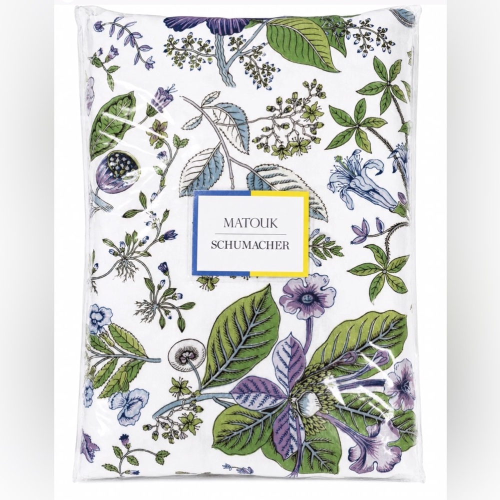 Matouk Schumacher Queen Sheet Set Pomegranate Linen Lilac Botanical Floral Italy